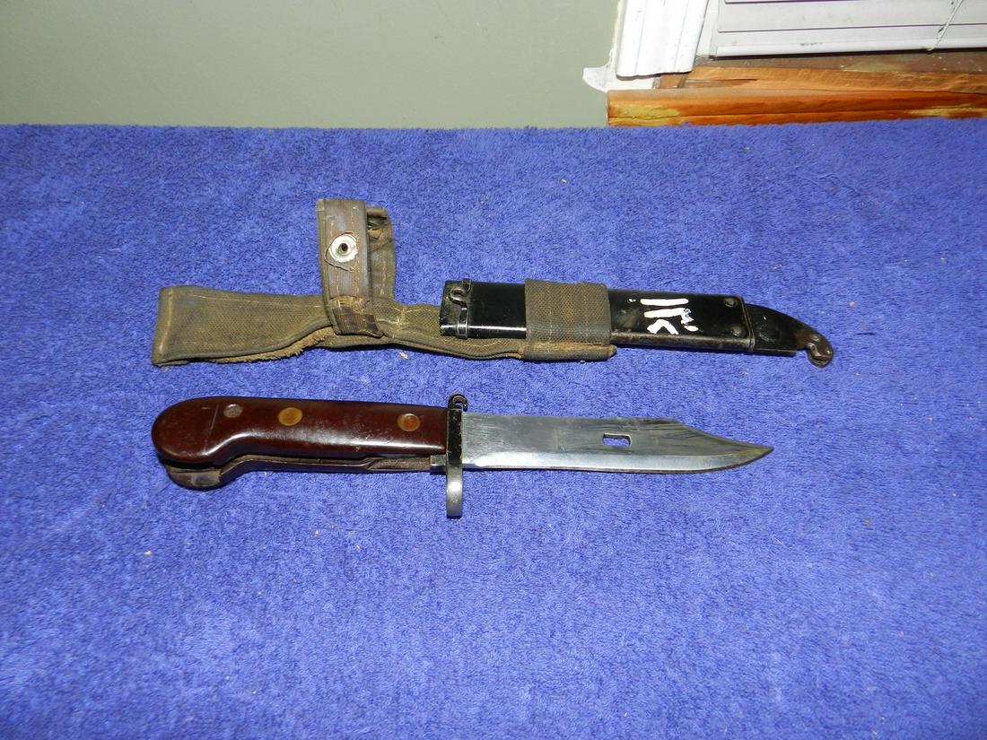Vintage AK-47 Bayonet With Sheath Bakelite? Handle: 11" Long