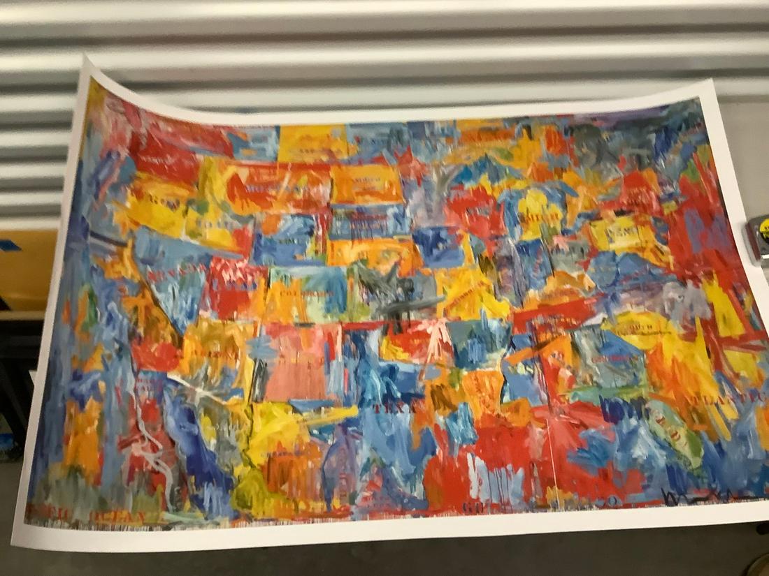 Jasper Johns "Map" lithograph 38x24 (1 of 1)
