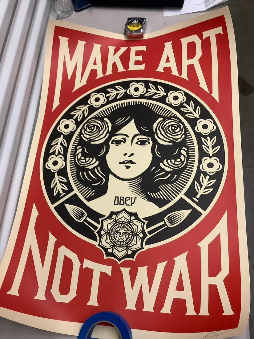 Shepard Fairey signed lithograph "Make Art Not (1 of 1)