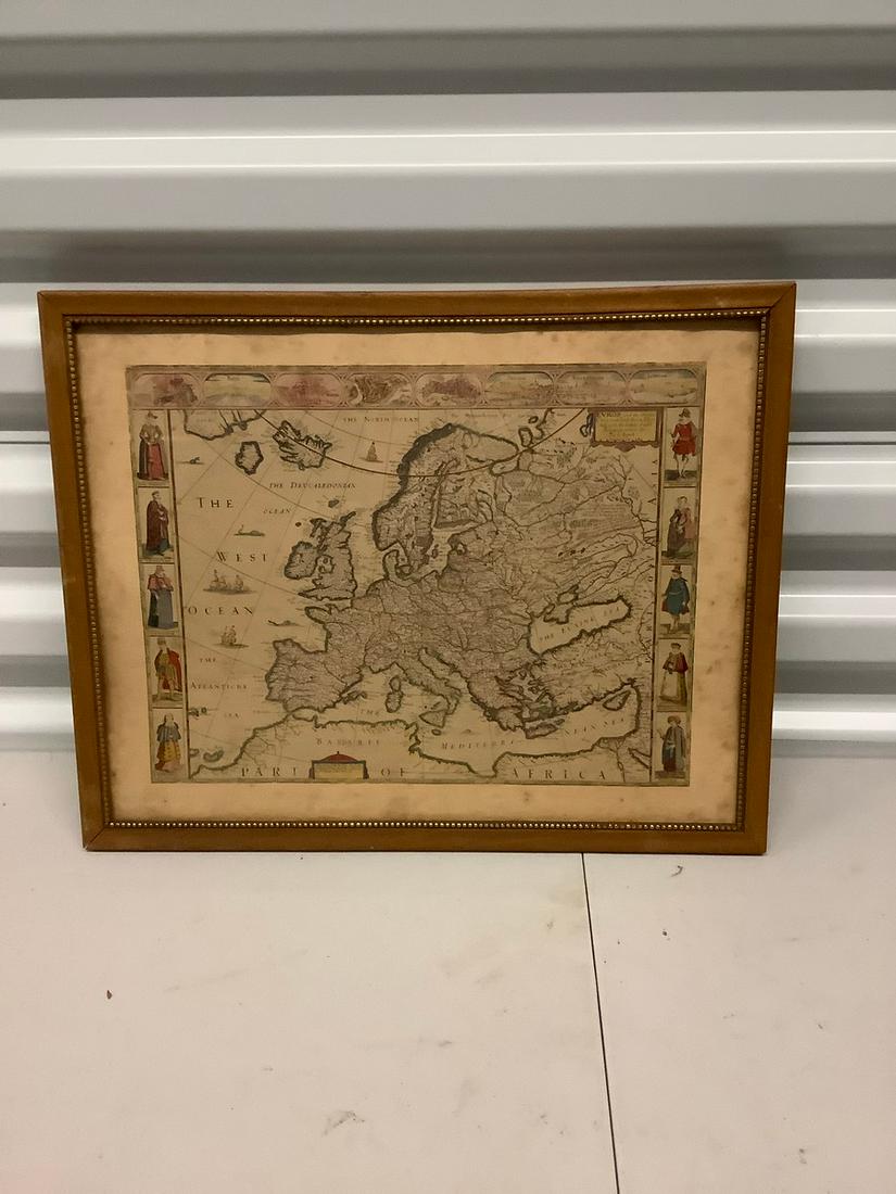 framed antique map of europe 15x12 (1 of 1)