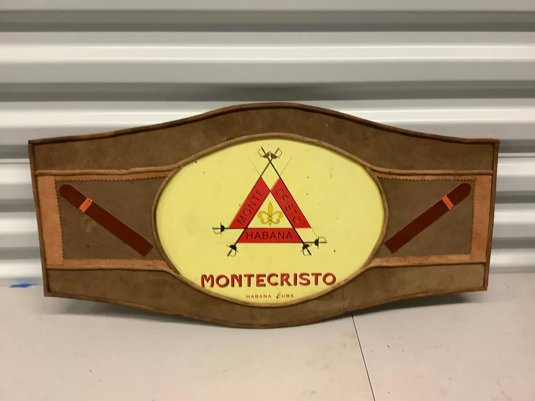 Cuban Cigar band wall hanging leather advertising 24x13 (1 of 1)