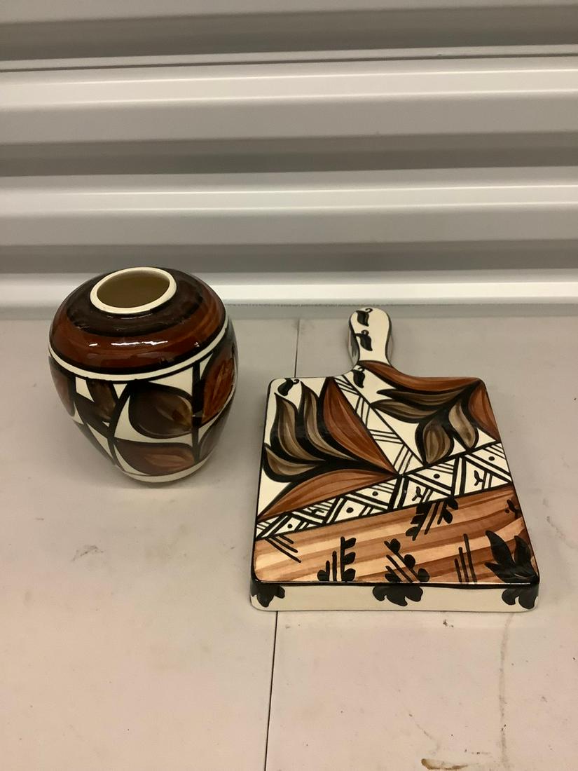 Aika Hawaii hand painted tapa and vase (6 inches tall, (1 of 1)