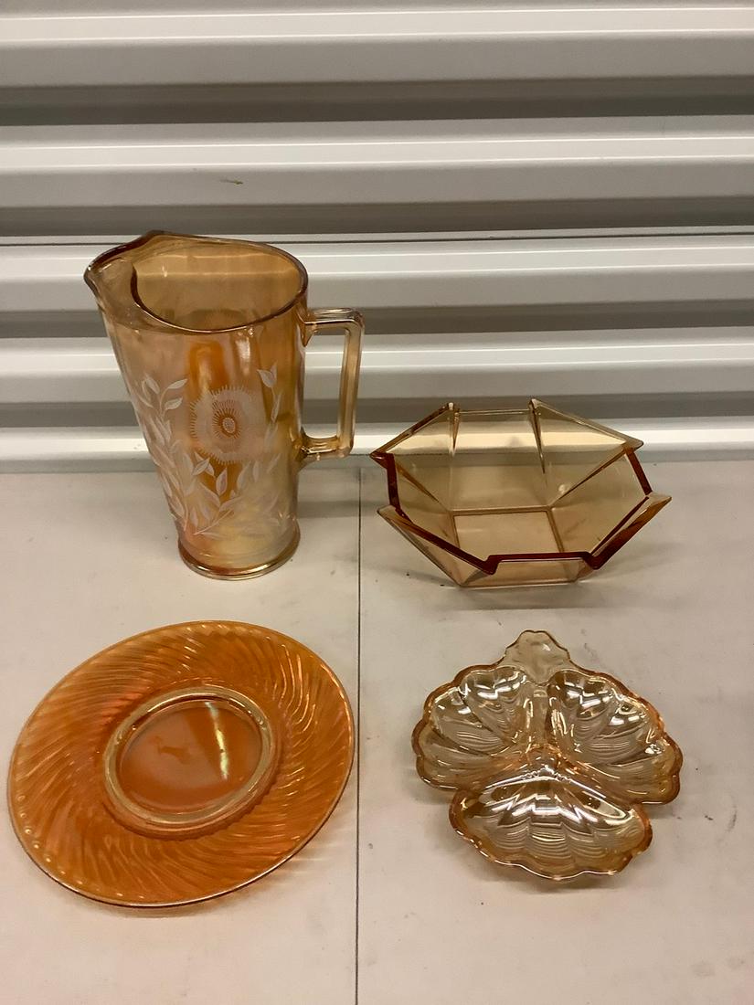 Large iridescent pitcher, relish plate and more largest (1 of 1)