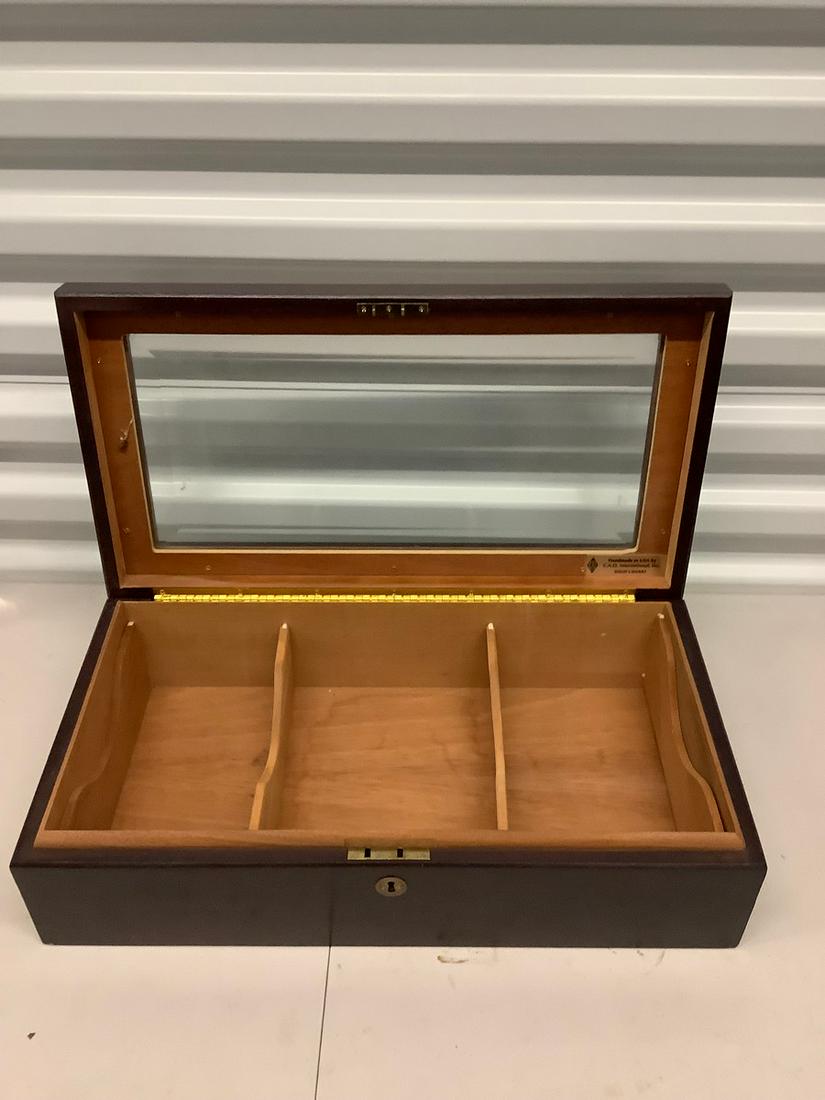 SOlid cherry wood locking display box 18 inches long (1 of 1)