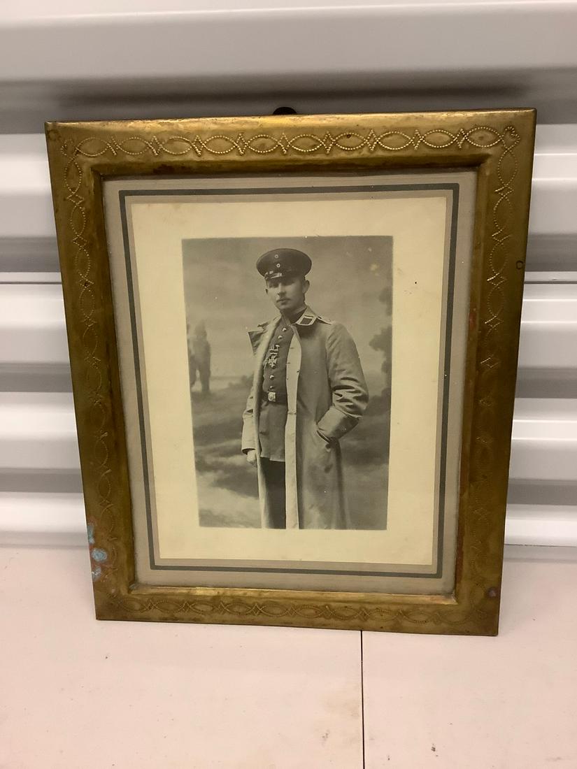 Original WW1 military photo in brass frame 13 x 10 (1 of 1)