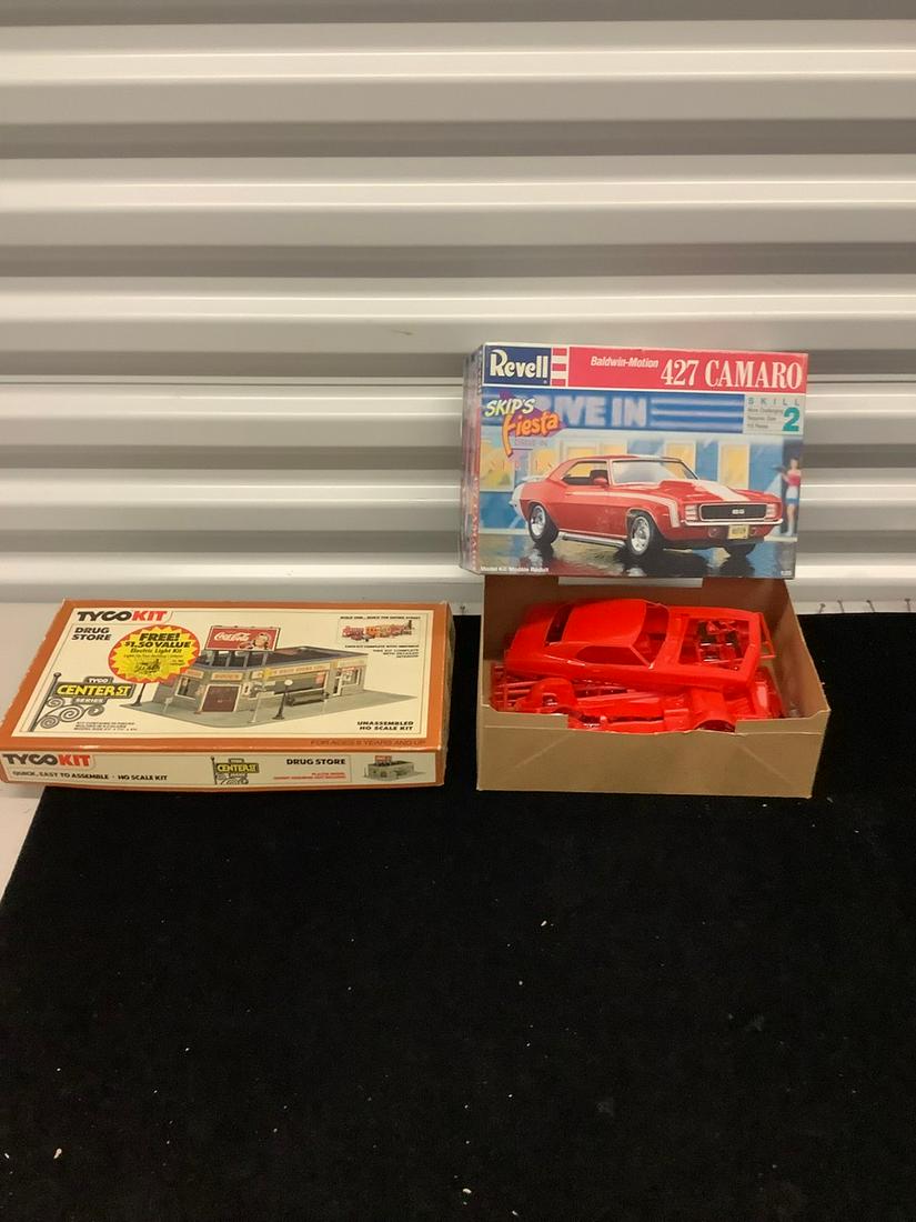 2 plastic model kits Revell Camaro and tyco drug store (1 of 1)