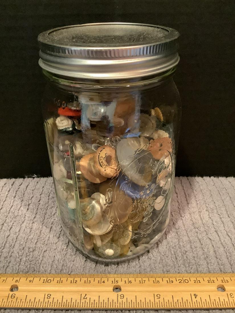 7" Large Mason Jar Filled with Old Buttons (1 of 1)