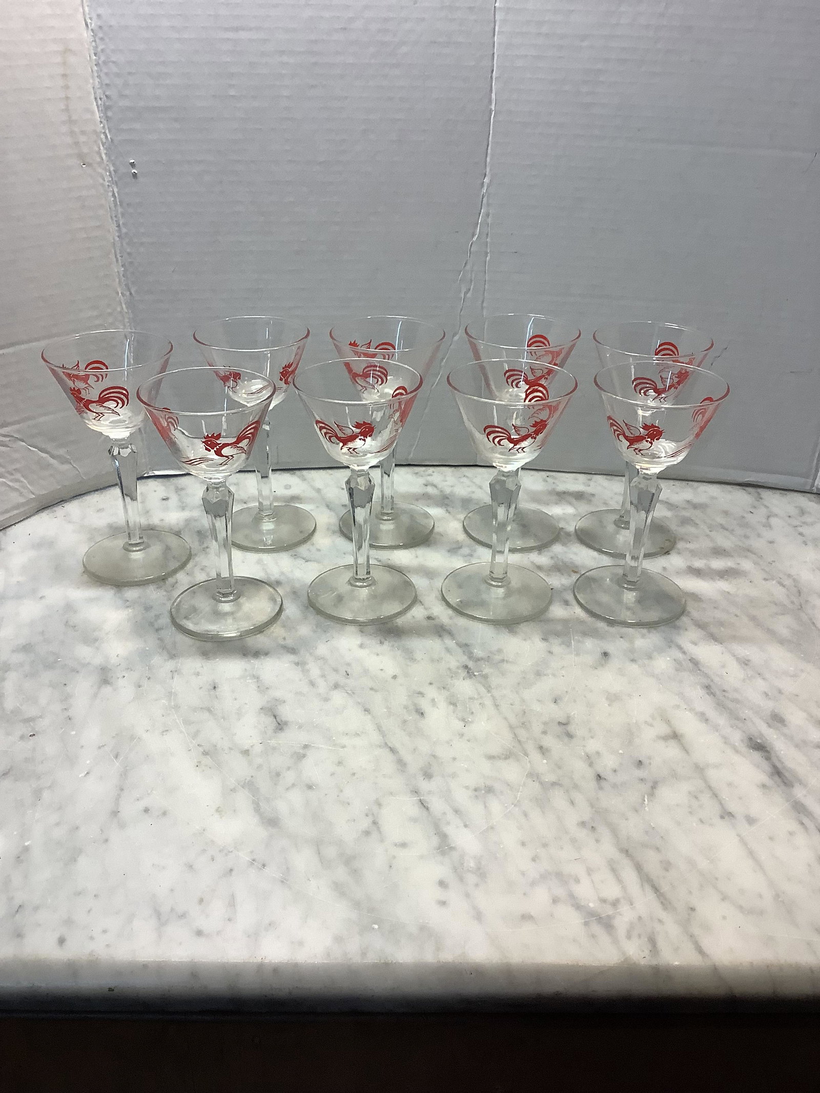9 pcs manhattan stemware 1940's hand painted 6 inches (1 of 1)