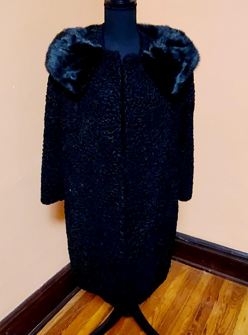 1950s Price & Son Newark Lambswool & Fur Coat S (1 of 2)