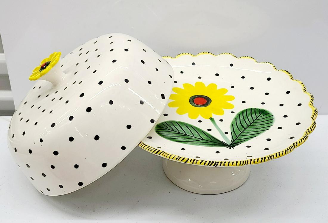 Vintage Handpainted Signed Italy Cake Server (1 small (1 of 1)