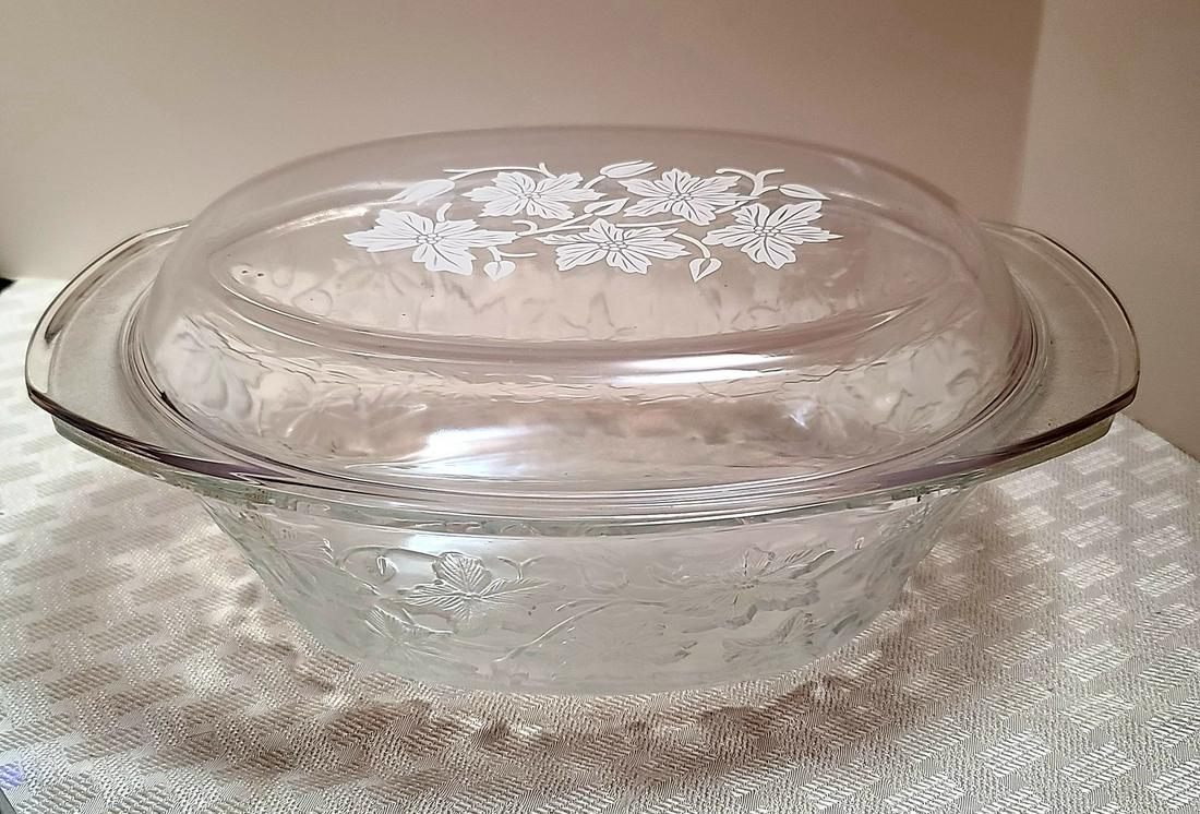 Vintage Glass Covered Casserole 13x6" (1 of 1)
