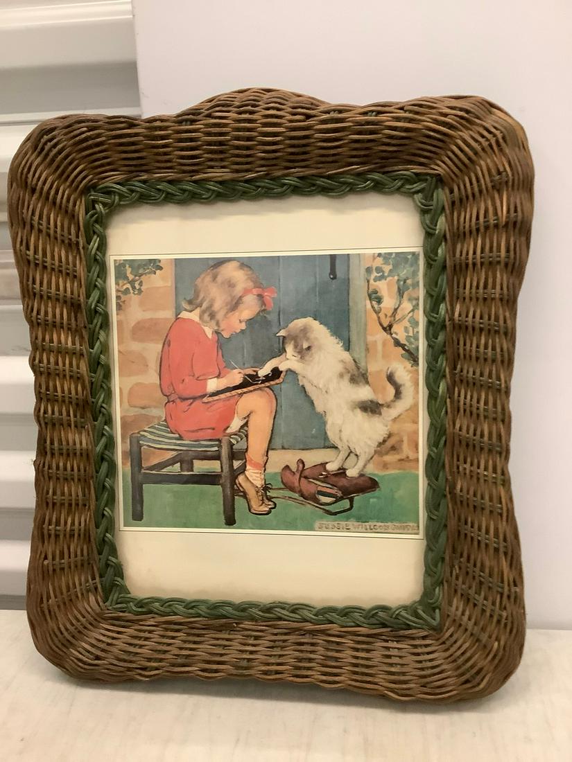 "Jessie Wilcox Smith" Print in Wicker Frame 14x11 in. (1 of 1)