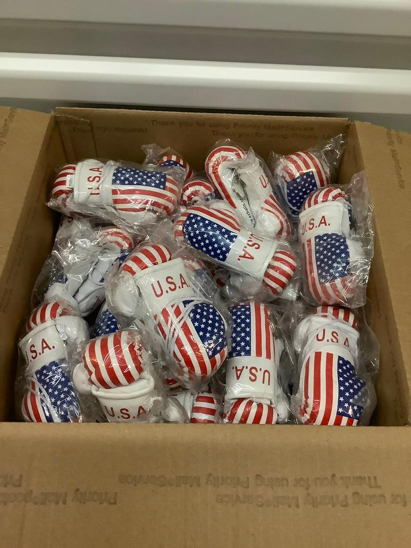 Box full of miniature boxing gloves: Box full of miniature boxing gloves