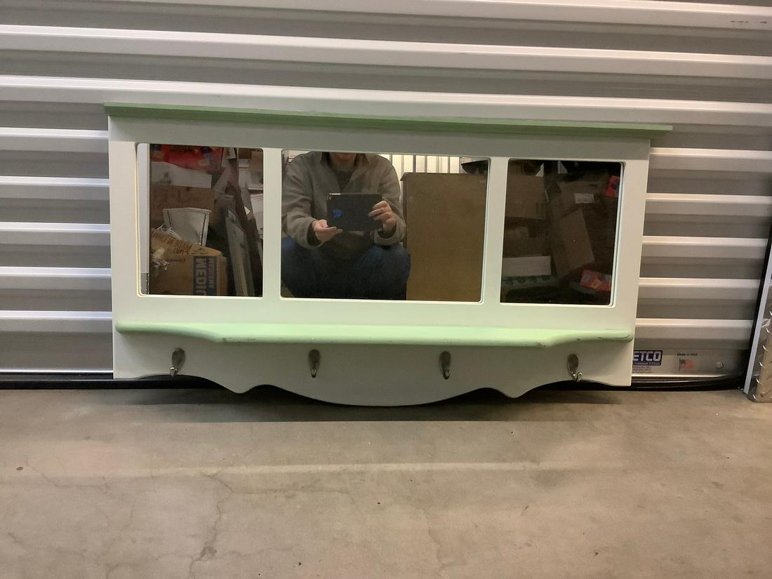 Mirrored coat rack with a knick knack shelf (1 of 1)