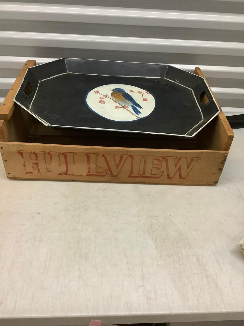 hand painted signed Metal bird tray and J-B (1 of 1)