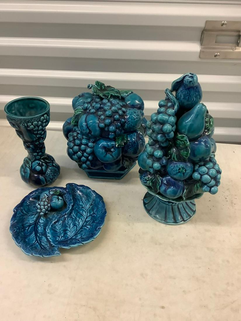 Lot of blue fruit dish, vase, jar and more tallest 15 (1 of 1)