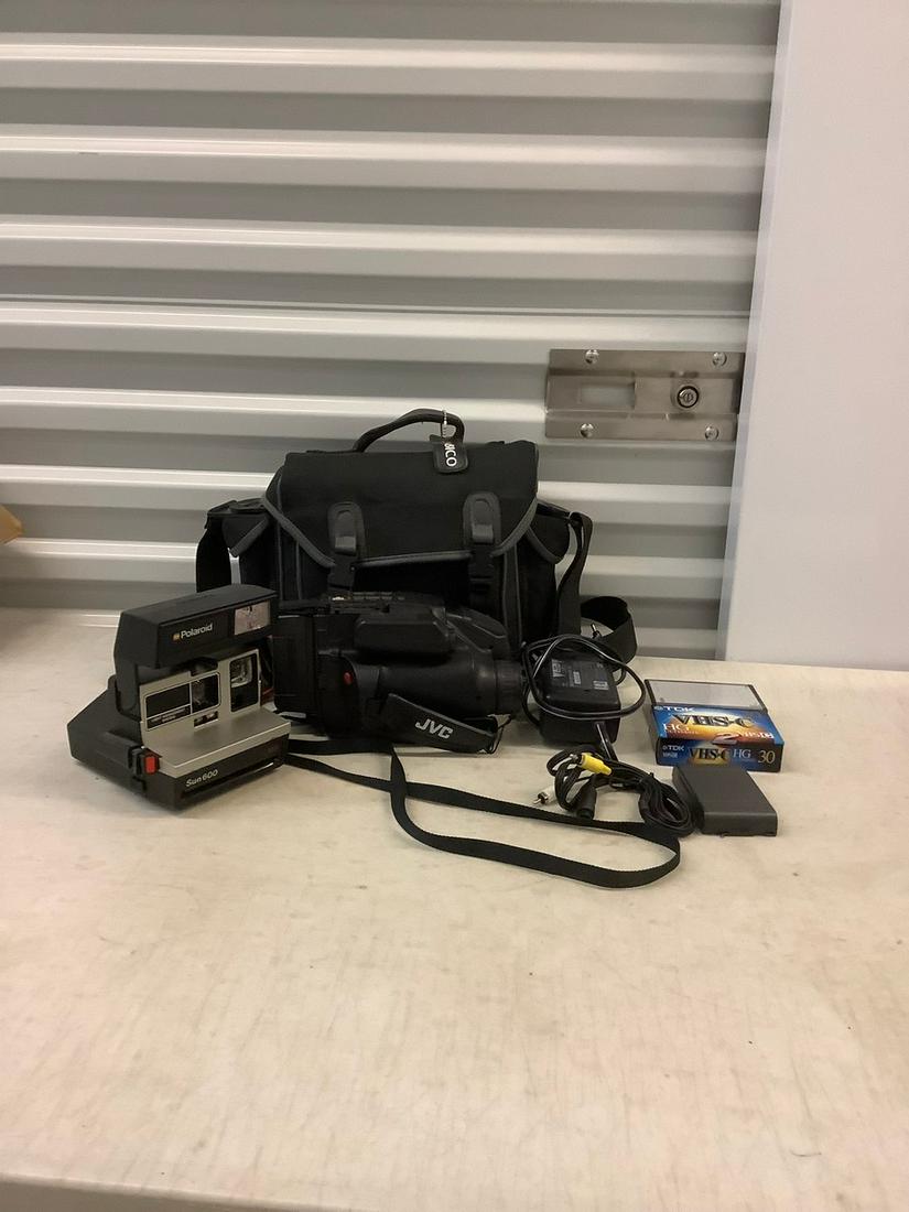 Polaroid Sun 600 camera and JVC compact VHS recorder (1 of 1)