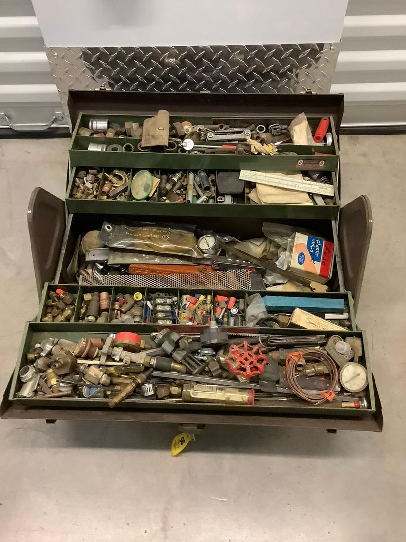 locking metal tool box full of hand tools hvac parts (1 of 1)