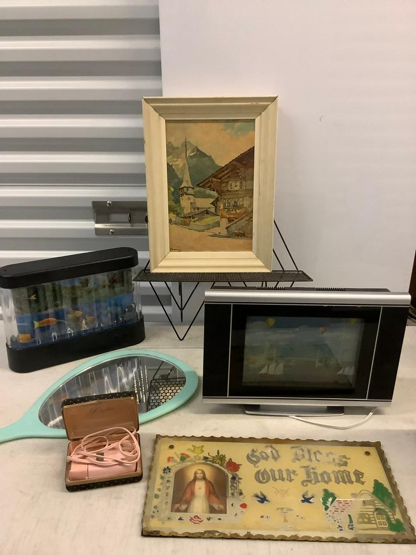 Mirror, wall hanging artwork, motion fish tank, and (1 of 1)