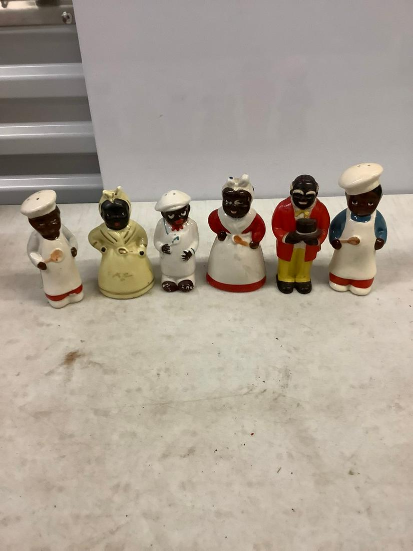 lot of 6 vintage black americana salt n pepper shakers (1 of 1)