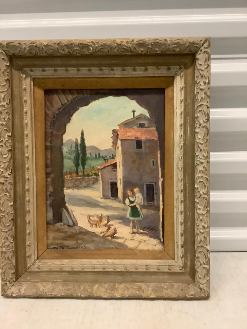 Vintage Toto Tambrino Canvas Painting Signed 14x17 (1 of 1)