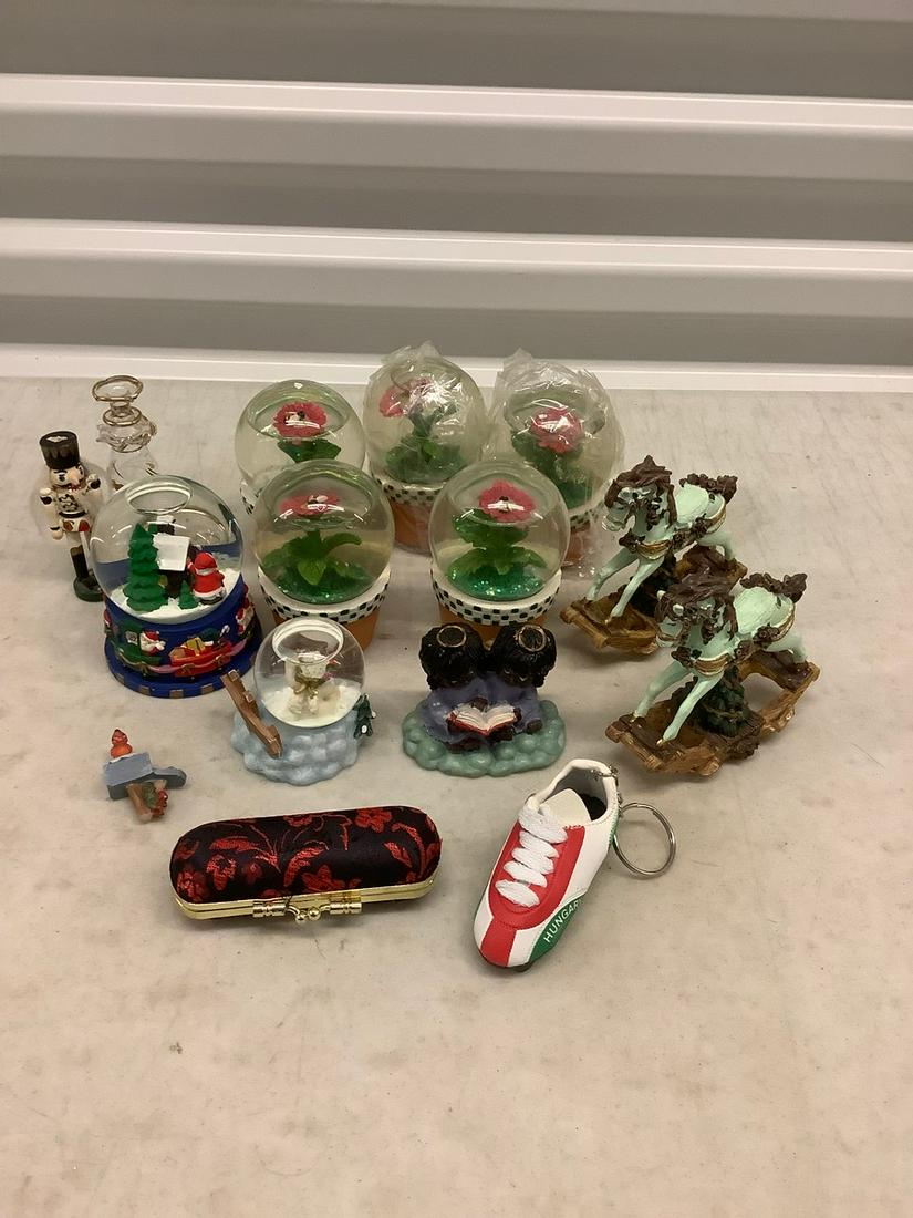 Lot of Small Snow Globes, Rocking Horses and More: Lot of Small Snow Globes, Rocking Horses and More