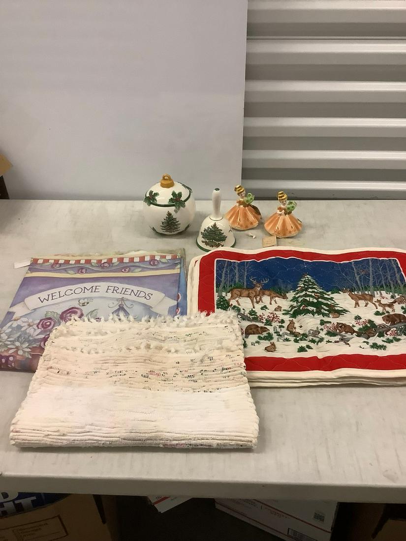 Lot of Spode Christmas Tree Bell, Jar, Placemats and (1 of 1)