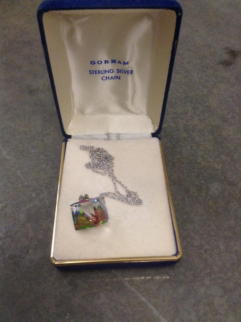 Gorham Sterling Silver Chain with crystal pendant (1 of 1)