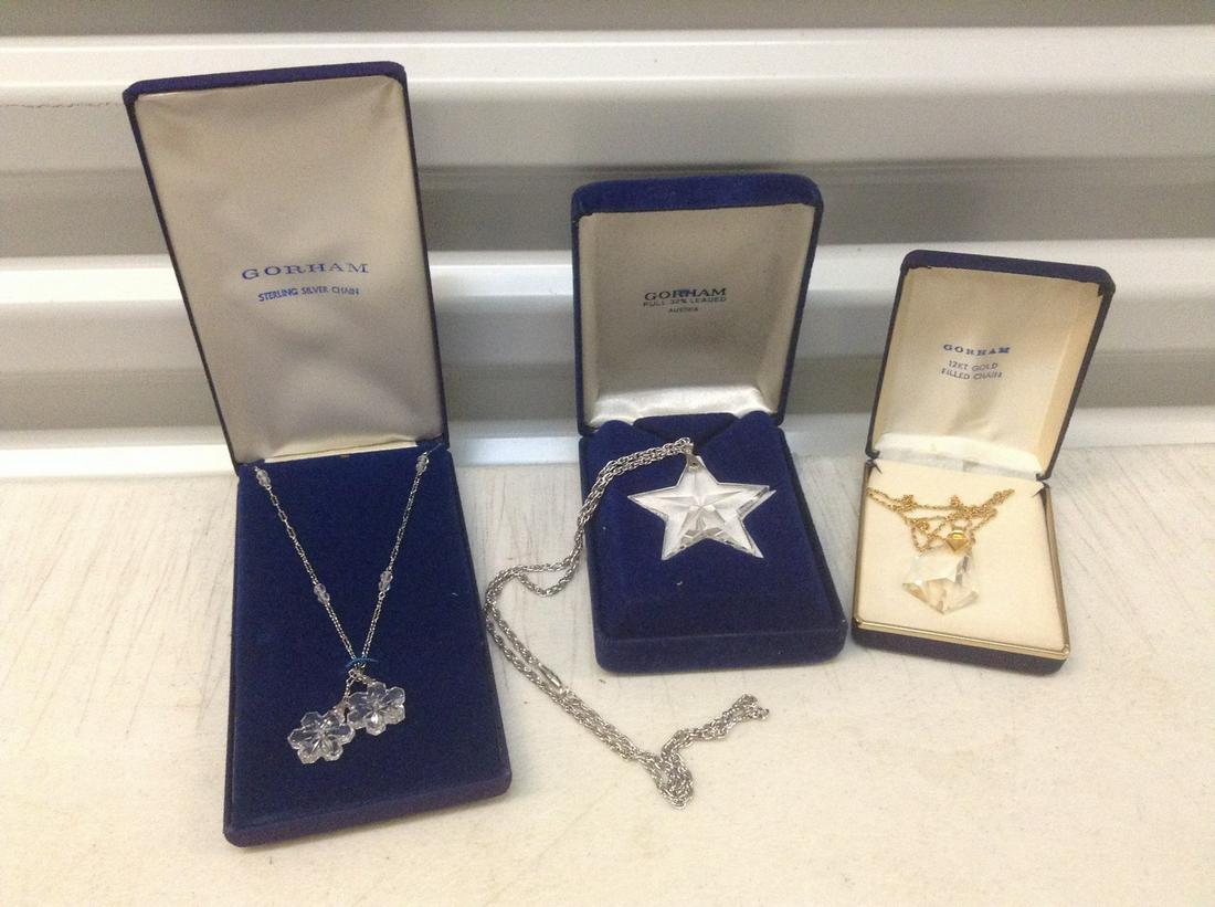 Gorham Sterling Silver chain and 12kt gold filled chain: Gorham Sterling Silver chain and 12kt gold filled chain with crystal pendants in the boxes