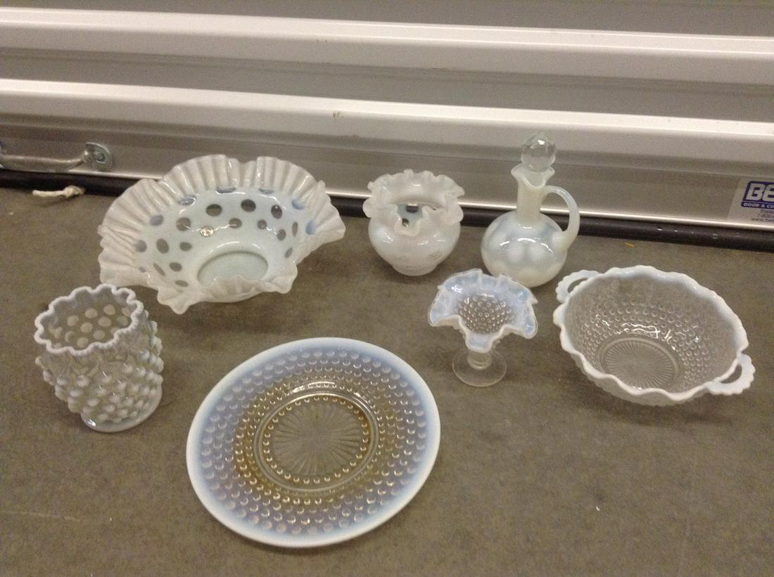 Large lot of Moonstone Glass largest 10" wide: Large lot of Moonstone Glass largest 10" wide