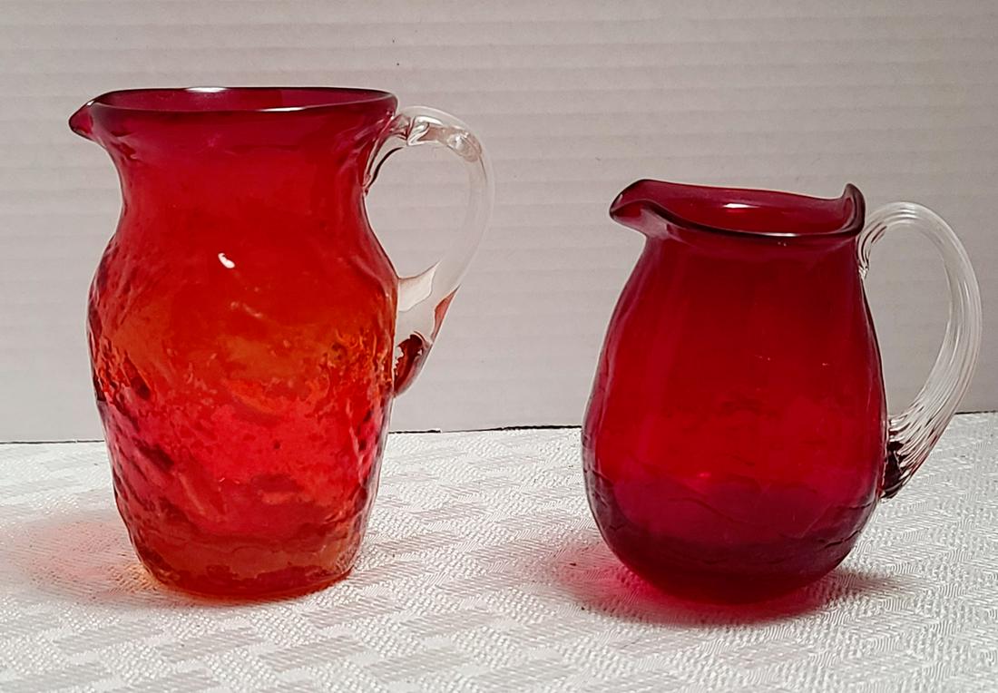 Vintage Red Glass Pitchers Tallest 4.5" (1 of 1)