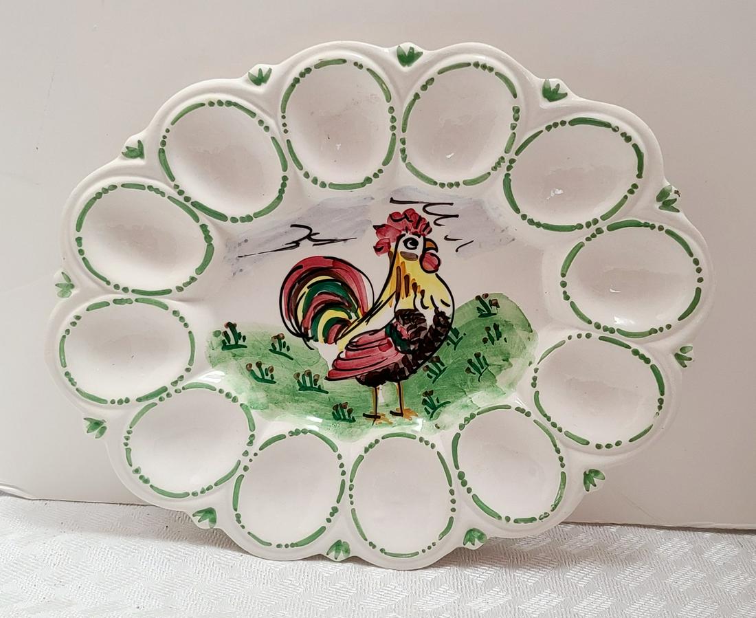 Vintage Ceramic Egg Platter Signed Italy 12x9" (1 of 1)