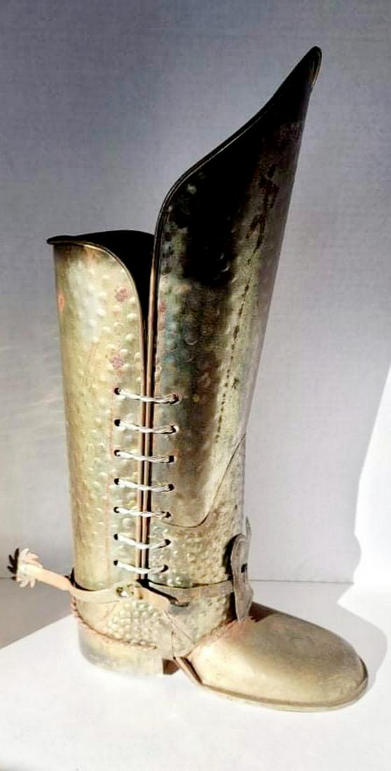 Vintage Brass Western Boot Umbrella Holder 22" (1 of 1)