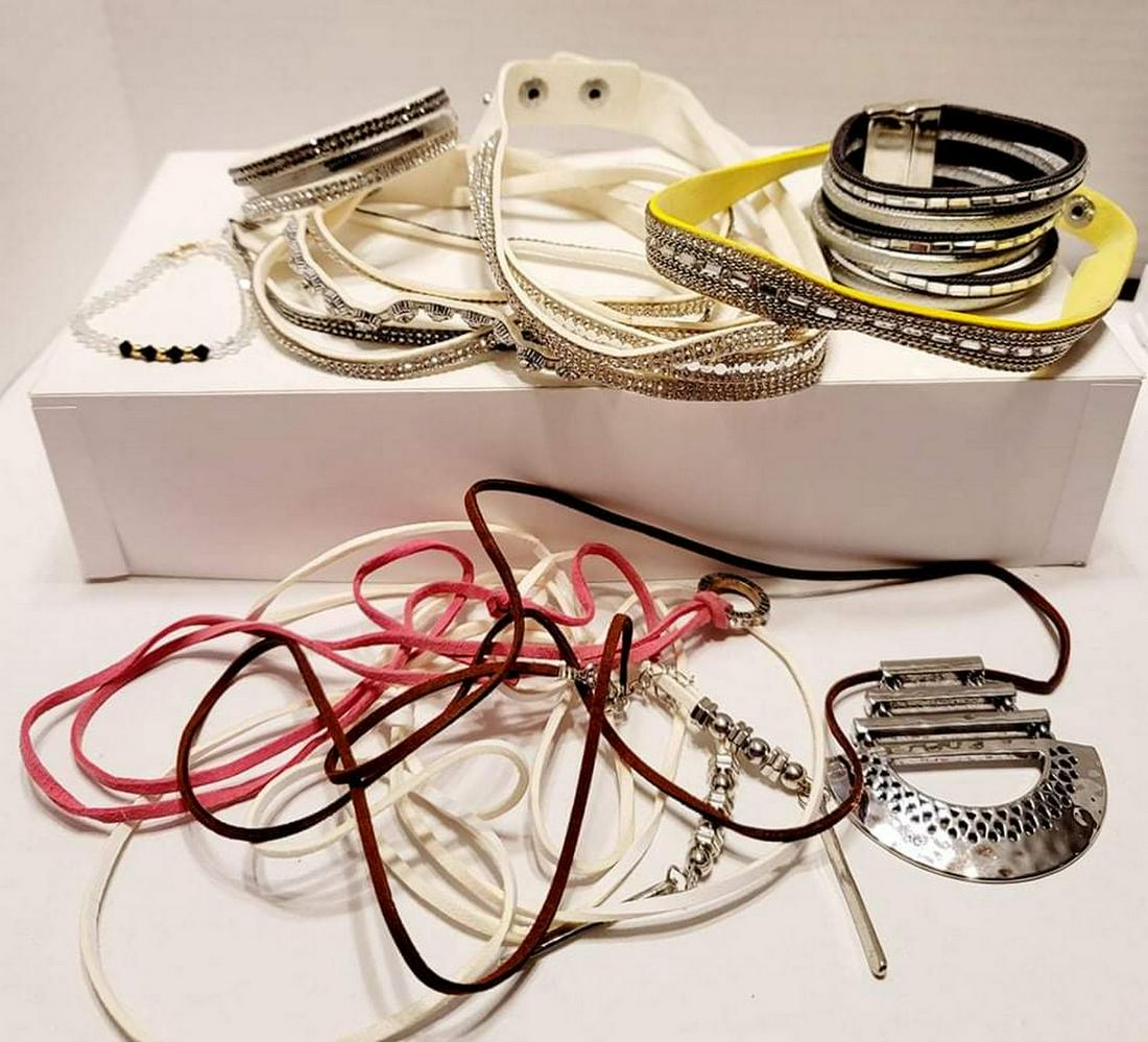 Leather, Rhinestone, & Crystal Bracelet with 14kt: Leather, Rhinestone, & Crystal Bracelet with 14kt Clasps and beads Collection