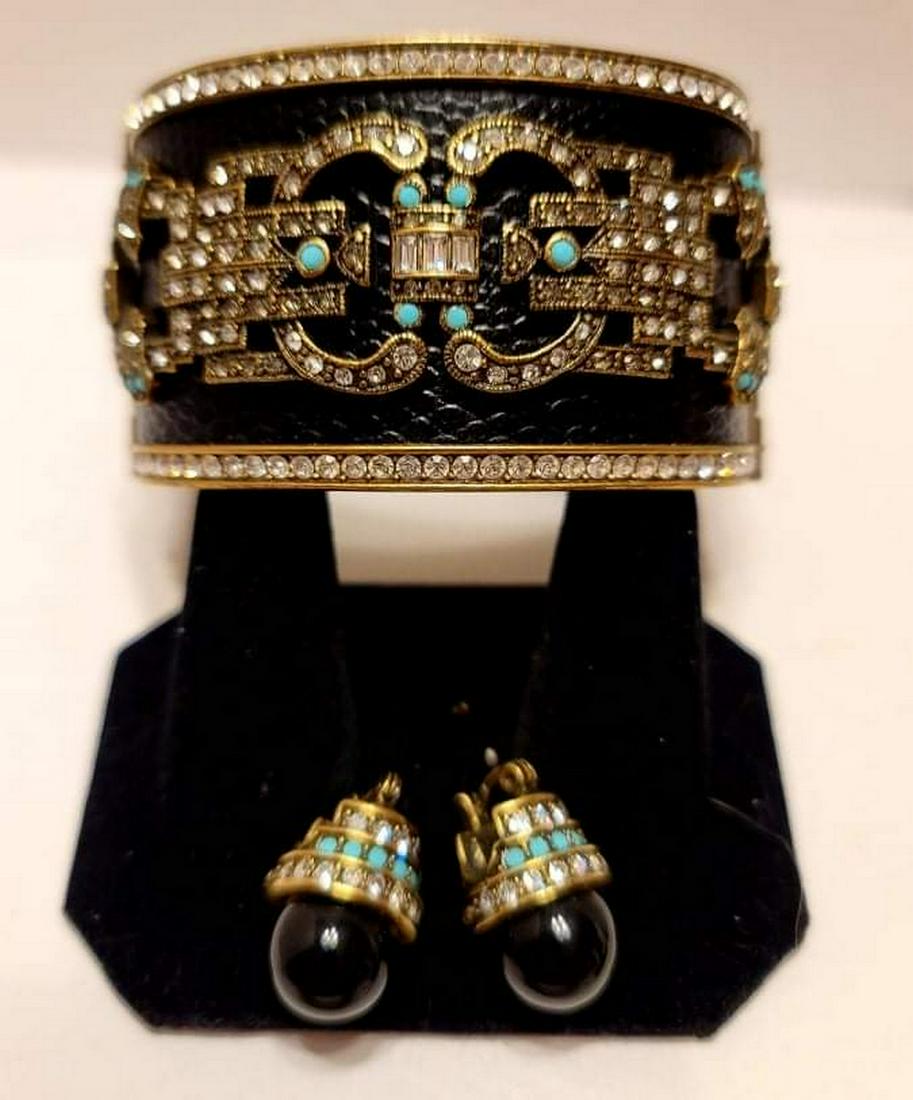 Signed Heidi Daus Swarovski Crystals and Leather Double (1 of 1)