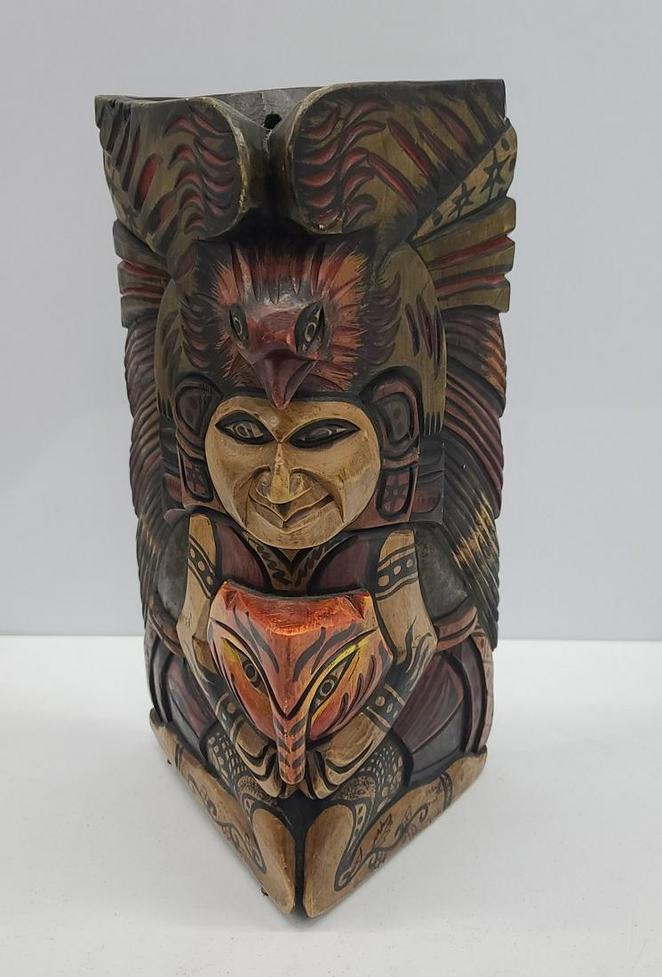 Wooden Carved Totem 18x9x8": Wooden Carved Totem 18x9x8"