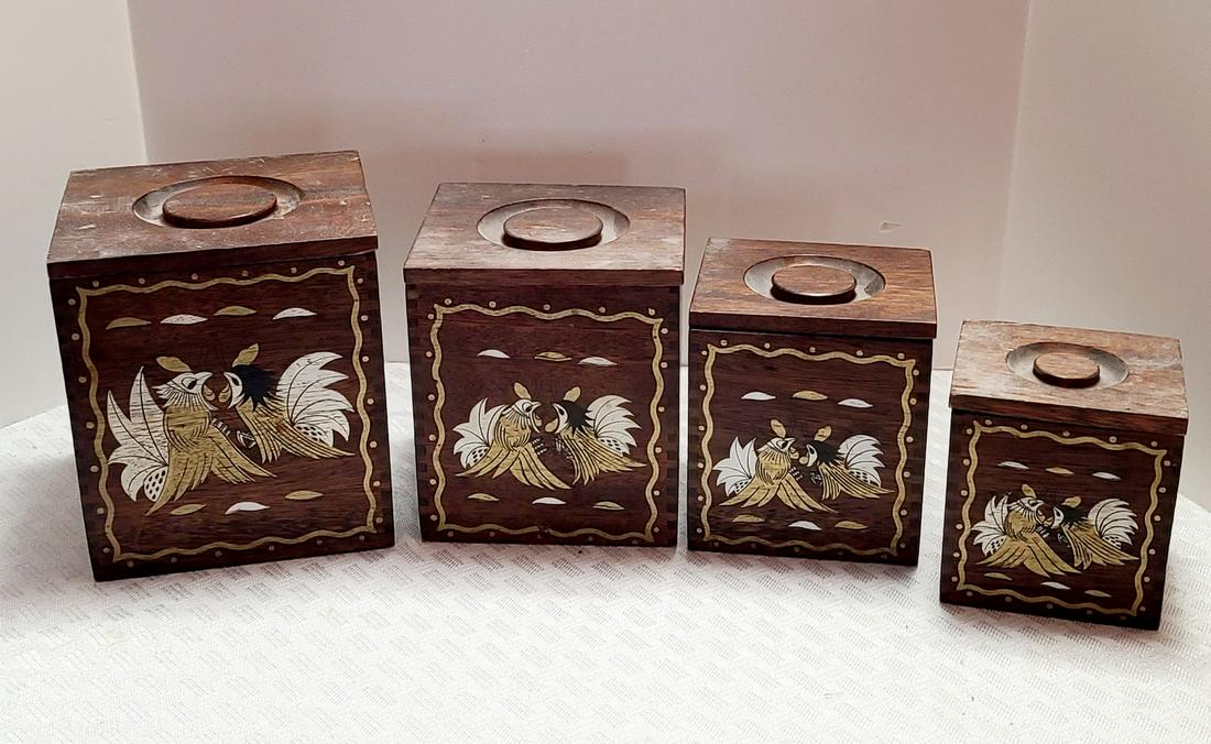 Midcentury Wooden Nesting Containers Largest 8x7x7": Midcentury Wooden Nesting Containers Largest 8x7x7"