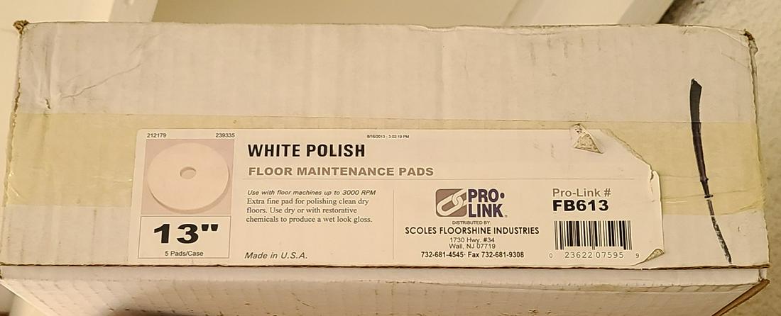 13" Floor Maintenance White Polish Pads (1 of 1)