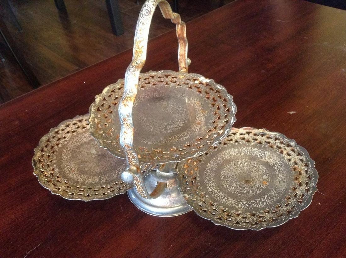 Vintage Foldable Tiered Tray 13" (1 of 1)