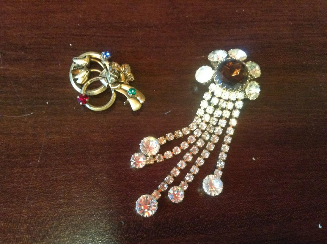 Large Rhinestone brooch 4.5" and Signed Azyb Brooch (1 of 1)