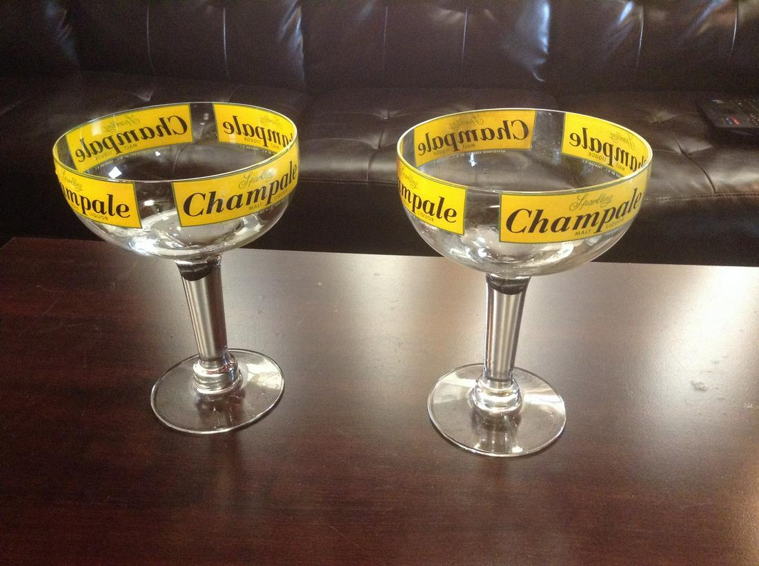 Pair of Oversized Champale Glasses 10.5" tall: Pair of Oversized Champale Glasses 10.5" tall