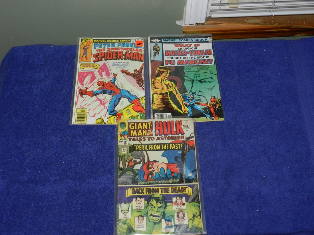 3 Vintage 1960s Comic Books Spiderman Chang Shi Hulk (1 of 1)