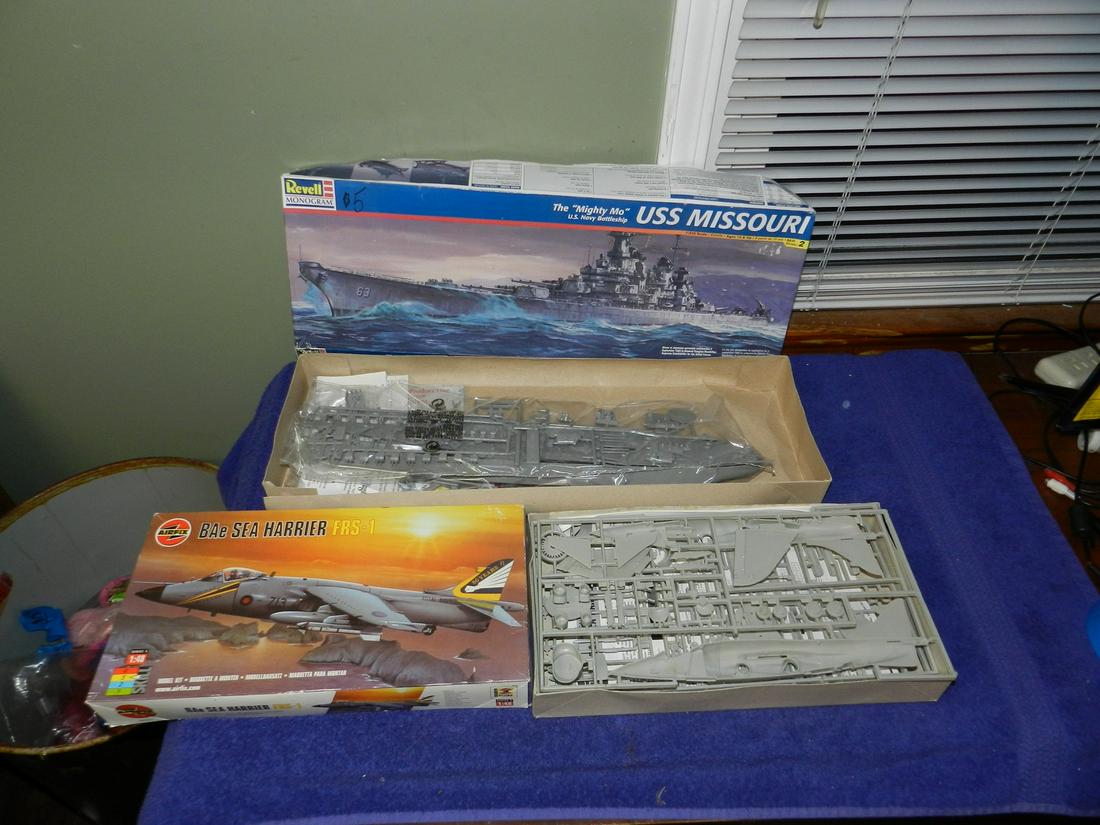 2 Model Kits Revell Airfix Harrier USS Missouri (1 of 1)