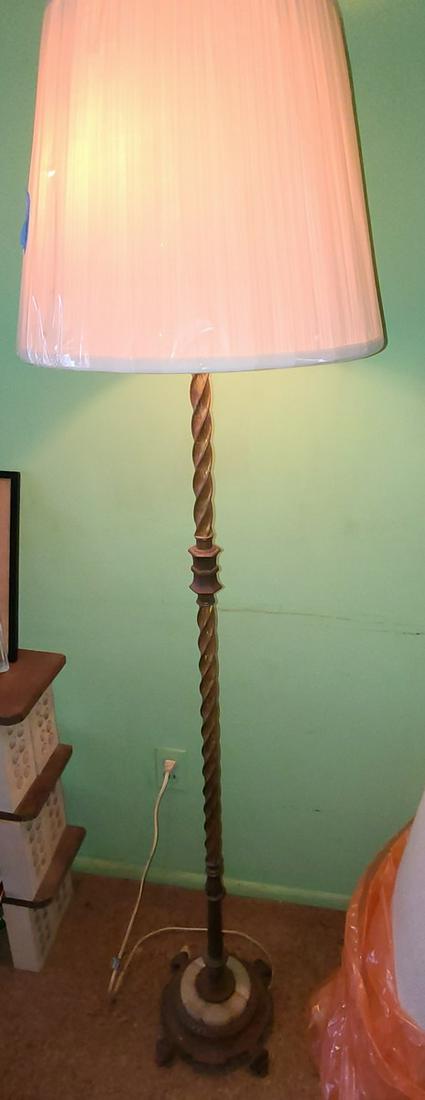 Vintage Brass and Marble Lamp 64" tall works (1 of 1)