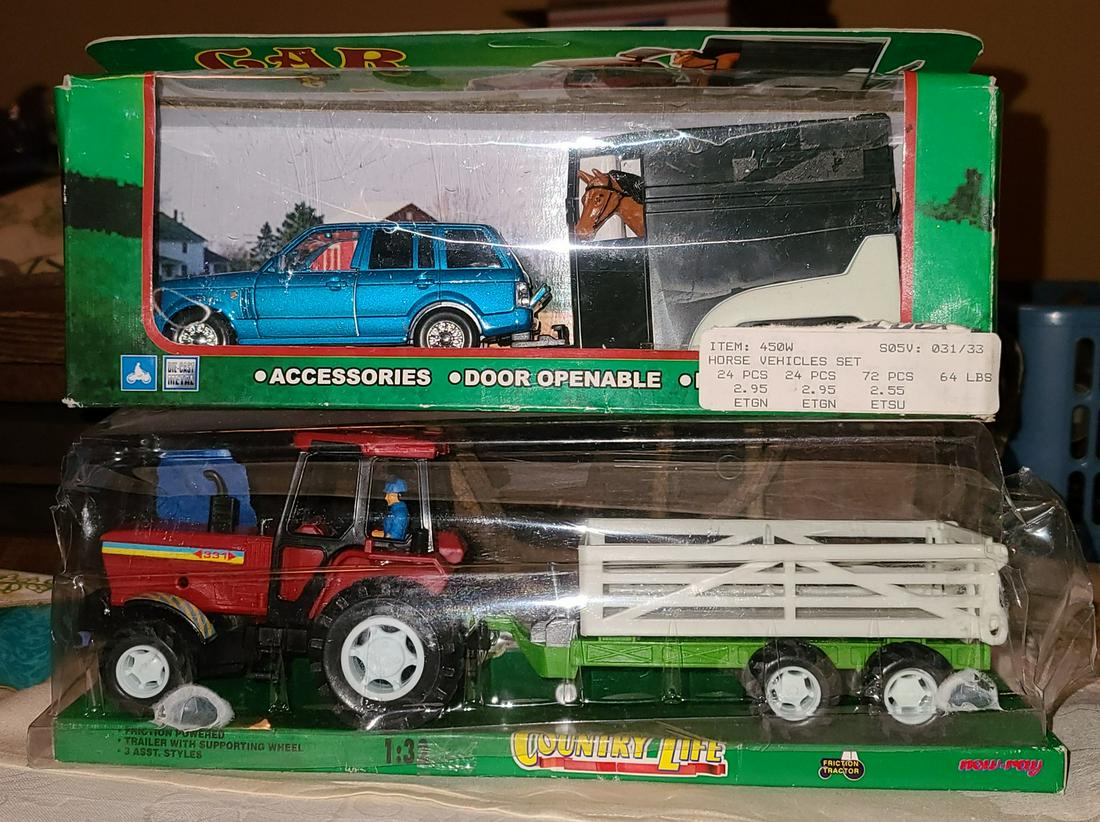 Country Life Tractor and Jeep with Horse Trailor Toys: Country Life Tractor and Jeep with Horse Trailor Toys 11x4"