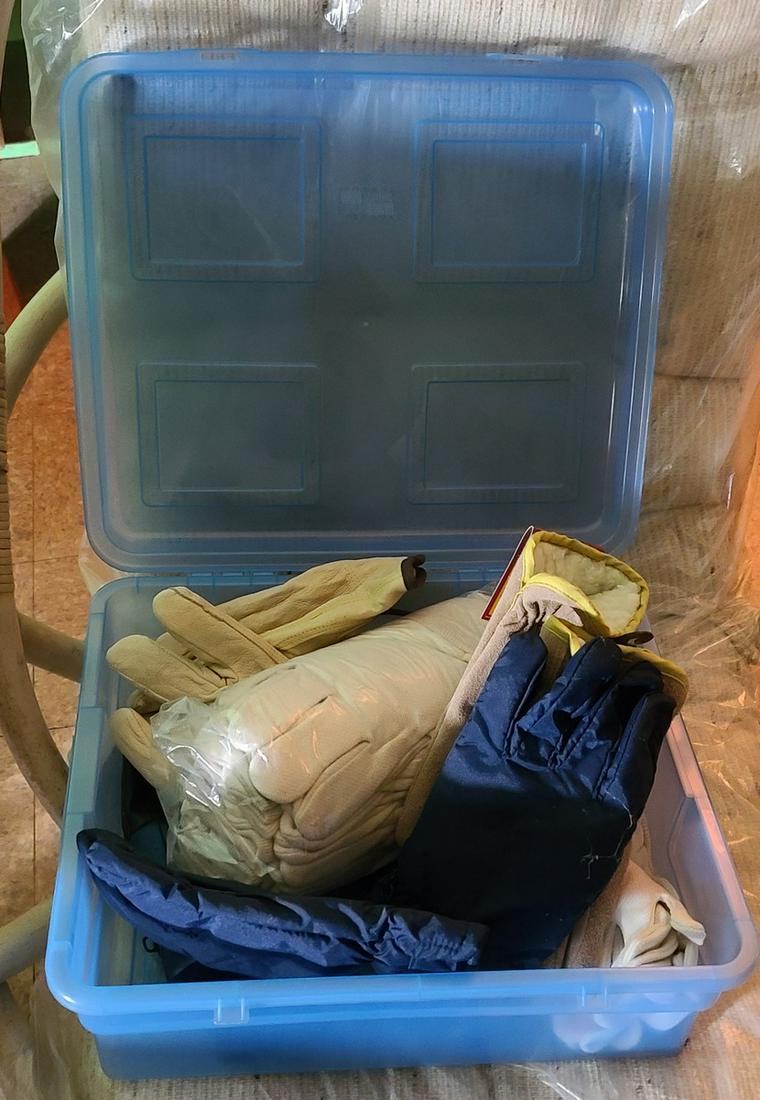 Storage Container of Some New Work and Winter Gloves (1 of 1)