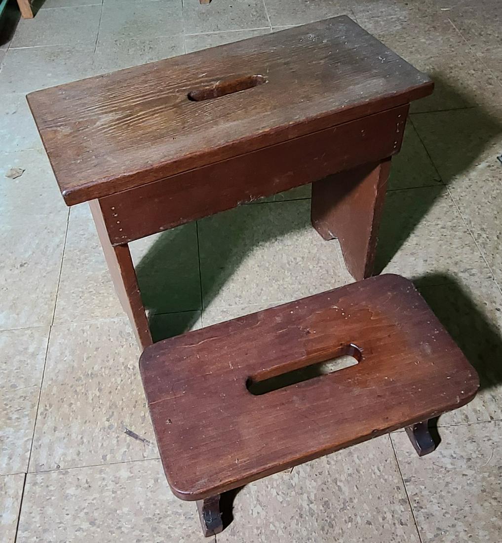 Nesting Vintage Wooden Step Stool Set 14x16x8" (1 of 1)