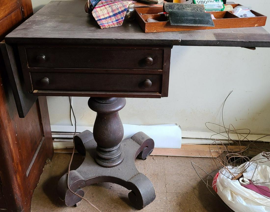 Antique Wood Drop Leaf Table 30x19" folded (1 of 1)