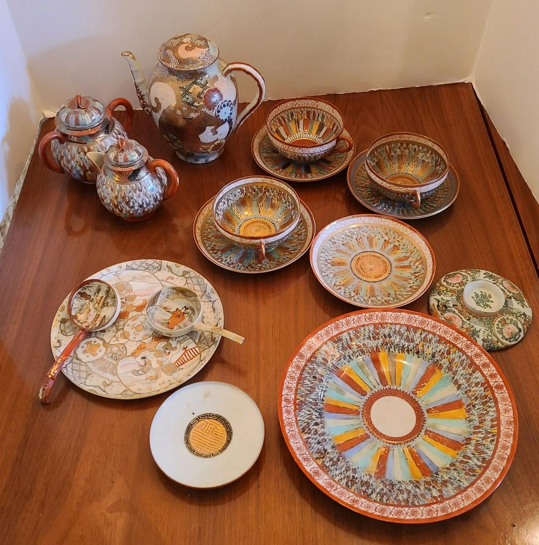 Signed porcelain asian tea set and more (1 of 3)