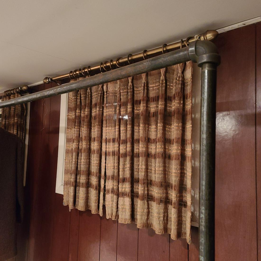 2 Sets of Midcentury Curtains and Rods (1 of 1)